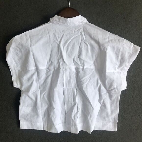 Madewell Top Sz Small White Crop Dolman Shirt Button Up Cotton Lyocell Linen NWT - Picture 16 of 16